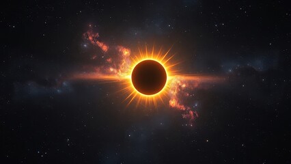 Naklejka premium An illustration of a solar eclipse in space with beautiful colors. 