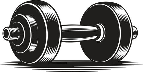 Classic Black and White Dumbbell Vector Illustration for Fitness and Gym Designs