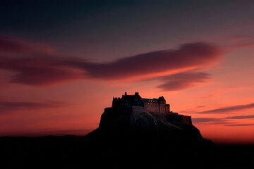Obraz premium breathtaking sunset over ancient castles in different countries essence of history and nature