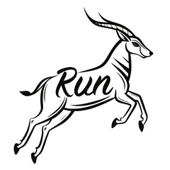 Obraz premium Stylized gazelle silhouette with the word run integrated