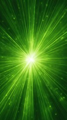 Obraz premium Bright green starburst light effect with radiating lines and particles