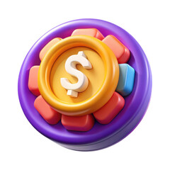 Obraz premium 3d transparent icon of a dollar coin surrounded by gems