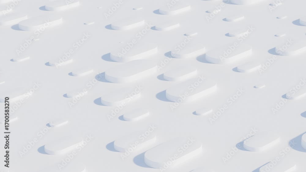 Poster white 3d abstract background with elongated rounded shapes of different sizes aligned in structured 