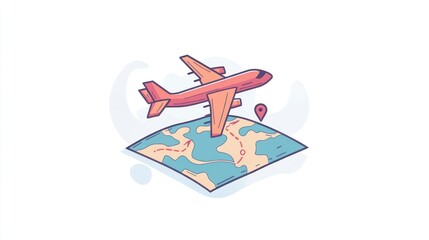 Airplane over world map illustration