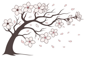 vector illustration of a cherry tree