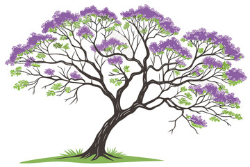 vector tree with pink flowers