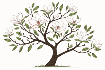 vector tree with green leaves