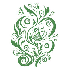 royal swirls flower illustration green