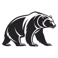 Obraz premium Stylized black bear silhouette walking side profile