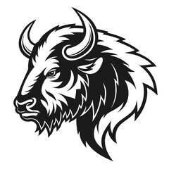 Obraz premium Stylized black and white bison head graphic