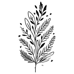 spring grass leaf Easter butterfly illustration sketch hand draw