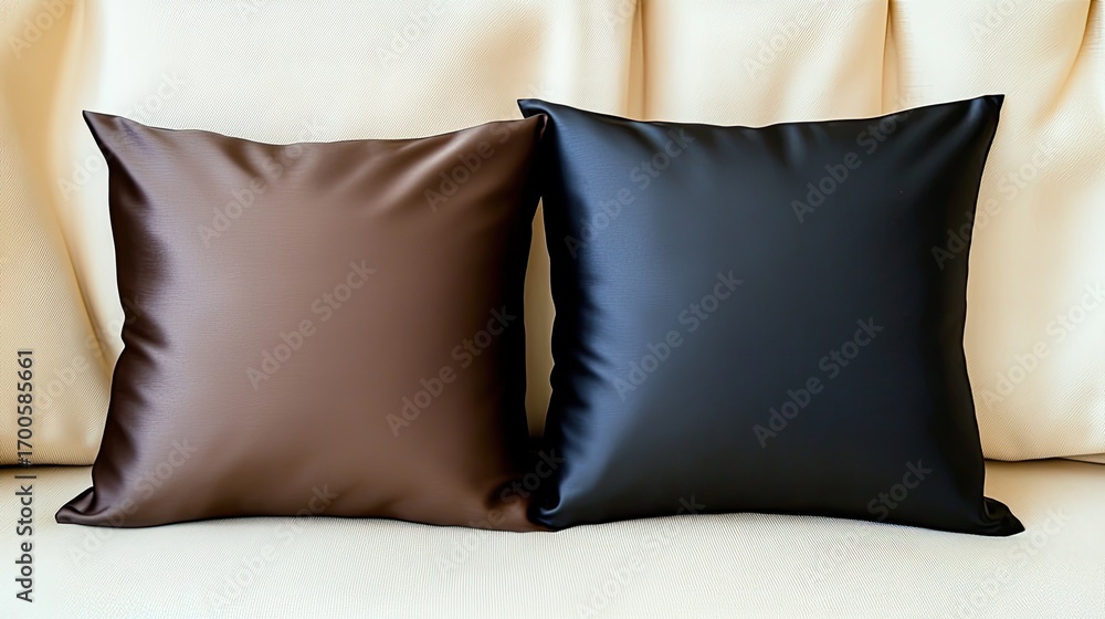 Aufkleber close-up view of luxurious cushions on a sofa showcases rich textures and patterns, creating a cozy 