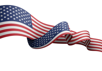 Waving american flag isolated on transparent background