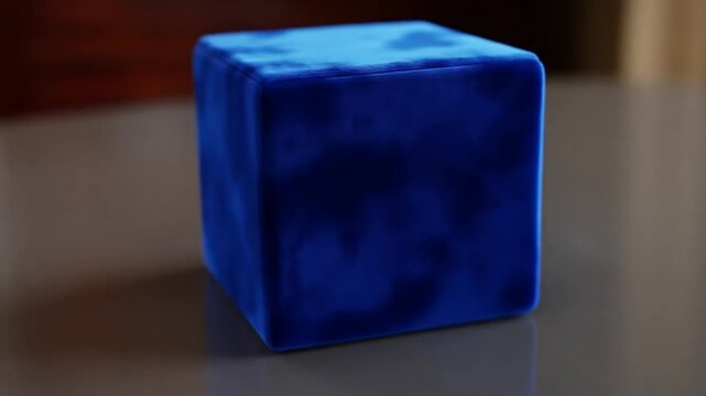 Blue cube with textured surface
