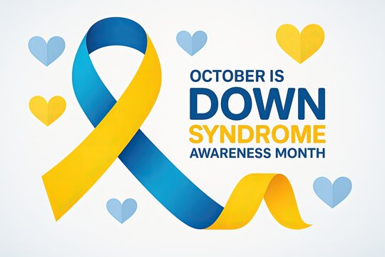 Yellow and Blue Ribbon for Down Syndrome Awareness Month Promoting Inclusivity, Hope and Support for Families and Communities – Generative AI