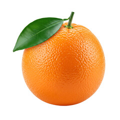 Orange fruit with leaves on transparent background