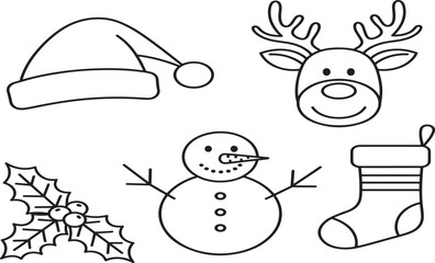 Vintage Christmas Icons | Retro Style Holiday Vector Symbol Set.