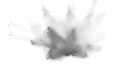 Monochromatic explosion of cloud-like dust and particles against a contrasting black backdrop.