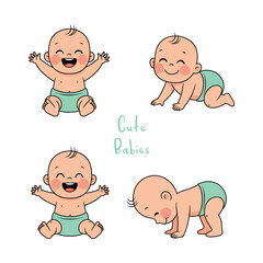 Babies collection in hand drawn style