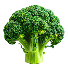 Fresh green broccoli heads on transparent background