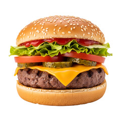 Delicious gourmet burger with fresh ingredients