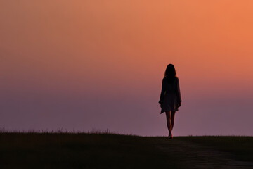 breathtaking summer sunset reveals stunning silhouette of person against ultrabright horizon