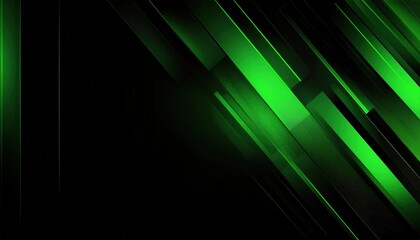 glowing green abstract digital lines on black background with sleek geometric shapes perfect for modern wallpaper and commercial design