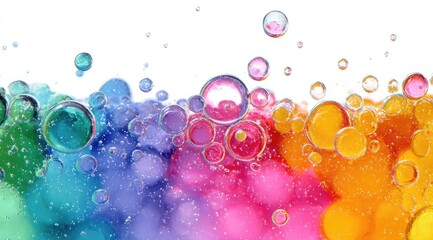 Colorful abstract liquid swirls with bubbles