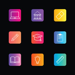 Education Icons Set, School, Learning, Books, Online Study, Knowledge