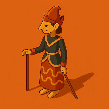 Isometric wayang golek puppet Deep Contrast