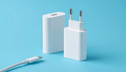 Two white chargers, cable