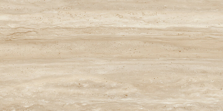 Neutral travertine tile texture in beige with organic surface variation.
