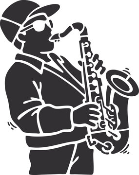 saxophonist playing saxophone silhouette clip art preview