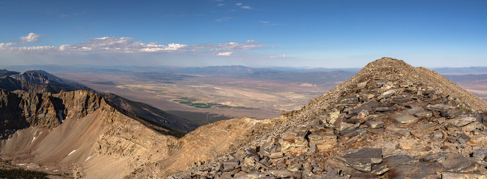 This scenic mountain panorama of Great Basin National Park features the summit cone of Wheeler Peak, the second-tallest mountain in Nevada and the tallest mountain in the Snake Range.