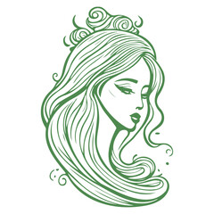 woman beauty mermaid illustration green