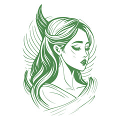 angel beauty girl illustration green