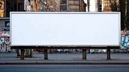Blank billboard on city street