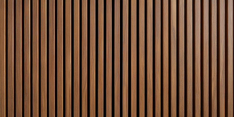 Obraz premium Vertical fluted walnut wood panel texture with matte finish and clean lines. 