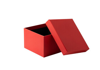 Open red gift box isolated on transparent background