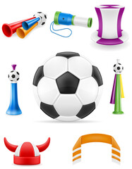fan soccer football sport game items and accessories cartoon stock vector illustration isolated on white background