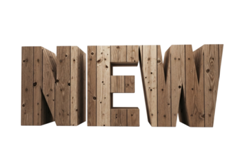 Wooden letters spelling new isolated on transparent background