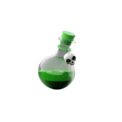 The green liquid fills the glass flask with a strong green plug, transparent background