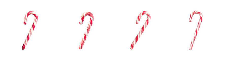 Classic red and white striped candy cane collection, festive Christmas sweet treat PNG set with transparent background
