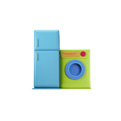 Blue refrigerator and a lime washing machine, transparent background