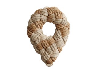 Abstract Location Pin Symbol Made of Knotted Threads
