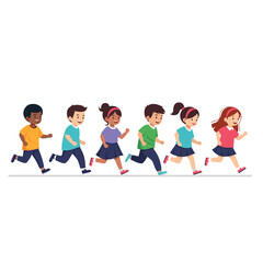Obraz premium A diverse group of happy children enjoying outdoor running activity together