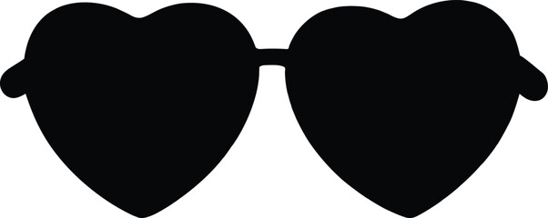 Heart sunglasses icon, heart shaped sunglasses silhouette vector