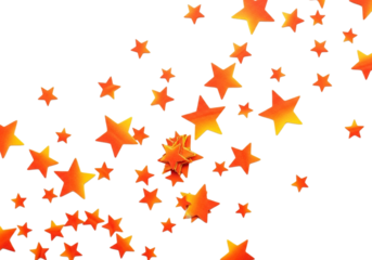 Orange and yellow stars scattered on a transparent background