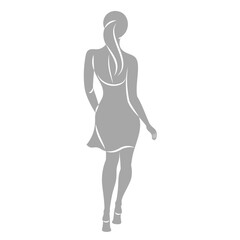 Silhouette of a woman in style. The girl is slender and beautiful. Lady is suitable for aesthetic decor, posters, stickers, logo. Vector illustration.
