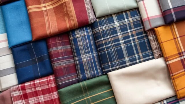 Assorted plaid and striped fabrics